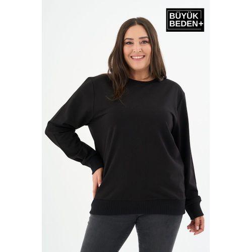 Kadın Büyük Beden Bisiklet Yaka İnce Sweatshirt – Regular Fit %64 Pamuklu SPR26BSWk956