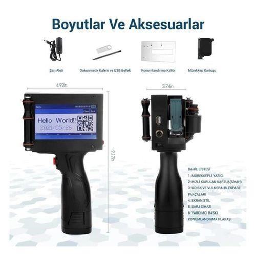 Powermaster PM-10878 4.3'' Dokunmatik Ekranlı Şarjlı Endüstriyel El Tipi Portatif Mürekkep Yazıcı