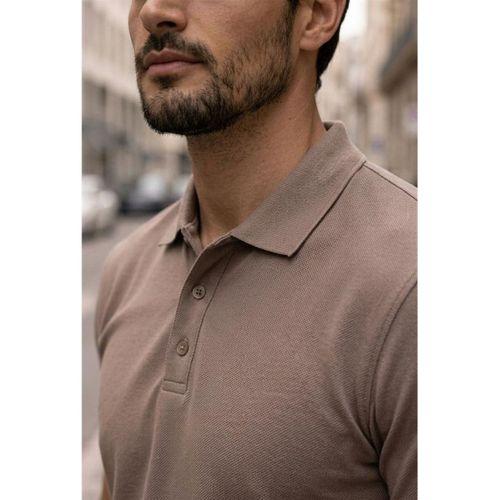 Orlando Polo Yaka Pike Kumaş Relaxed Fit Basic Düğmeli Relaxed Fit Erkek T-Shirt - Vizon