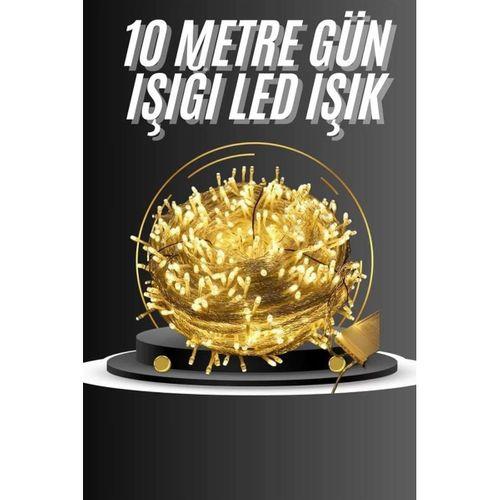 10 Metre Günışığı Led Işık Fişli Dekoratif Sarı Ton Aydınlatma 3 Modlu Led Şerit