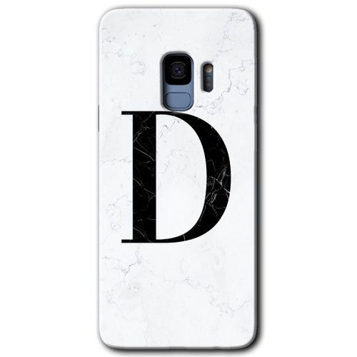 Potkal Hediye Fabrikası Samsung Galaxy S9 Kılıf HD Desen Baskılı Arka Kapak - Beyaz Mermer Desenli D Harfi