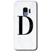 Potkal Hediye Fabrikası Samsung Galaxy S9 Kılıf HD Desen Baskılı Arka Kapak - Beyaz Mermer Desenli D Harfi