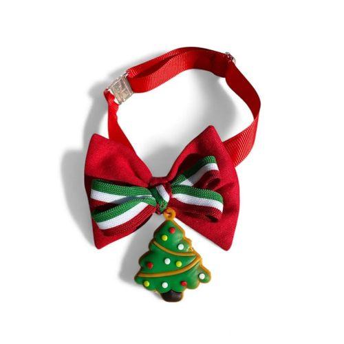 Yılbaşı Agaçı Köpek Papyon Tasması | Kırmızı Fiyonk Boyun Aksesuarı | Noel Temalı Köpek Süsü | Orta ve Büyük Irklar İçin
