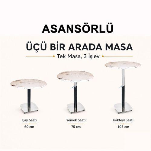 Dockers Üçüz Masa Ayarlanabilir 60 cm Yuvarlak - (Werzalit, Wermodin ve Allzalit Tabla) - Afyon Mermer