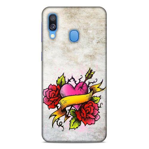 Lopard Samsung Galaxy A40 Uyumlu Kılıf Tattoo's (12) Koruyucu Silikon Gri Pembe