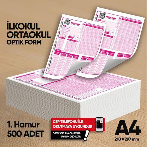 İlkokul-Ortaokul Deneme Sınavları İçin 500 Adet (80 GR) Optik Form