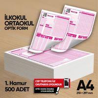 İlkokul-Ortaokul Deneme Sınavları İçin 500 Adet (80 GR) Optik Form