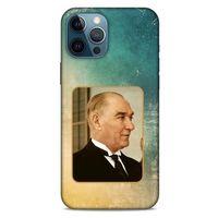 Apple iPhone 12 Pro Max Kılıf Atatürk (27) Tasarımlı Kılıf Sarı Yeşil