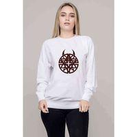 Arch Metal Rock Logo Arma Baskılı Beyaz Kadın Sweatshirt