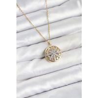 316L Çelik Zincir Gold Renk Zirkon Taşlı Kadın Kolye