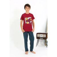 Erkek Çocuk Kısa Kol Penye Pijama Takım Bordo