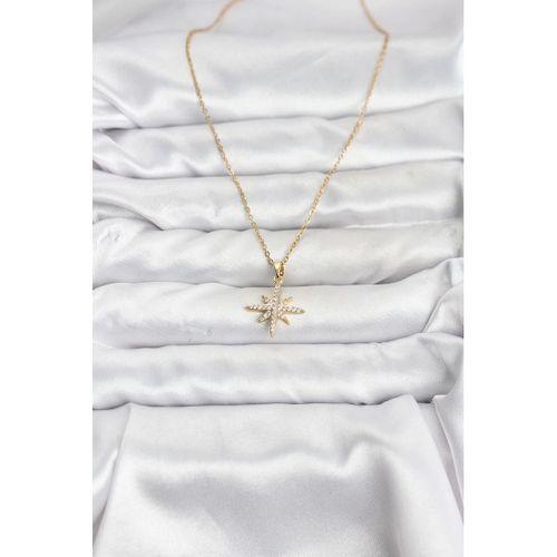 316L Çelik Zincir Gold Renk Kutup Yıldızı Model Zirkon Taşlı Kadın Kolye