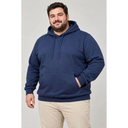 Erkek Battal Büyük Beden Üç İplik İçi Şardonlu Kapüşonlu Kanguru Cepli Kışlık Sweatshirt - Lacivert