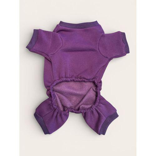 Pony Purple PONPON Köpek Tulumu | Şardonlu Polar Kumaş | Küçük Irk Köpekler İçin | Tüy Dökülmesini Azaltır