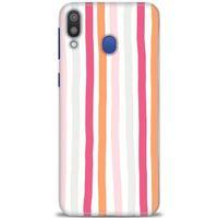 Samsung Galaxy M20 Kılıf HD Baskılı Kılıf - Pembe Çubuklar + Tam Ekran Koruyucu