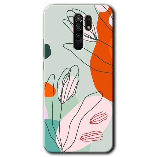 Xiaomi Redmi 9 Kılıf Baskılı Kapak - Vektör Çiçekler + 5D Tam Kaplayan Cam