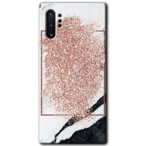 Potkal Hediye Fabrikası Samsung Galaxy Note 10 Plus Kılıf HD Desen Baskılı Arka Kapak - Simli Mermer