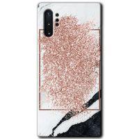 Potkal Hediye Fabrikası Samsung Galaxy Note 10 Plus Kılıf HD Desen Baskılı Arka Kapak - Simli Mermer