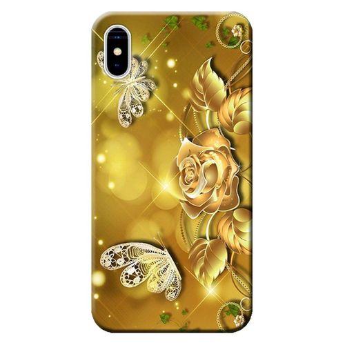 iPhone XS Max Kılıf Gül ve Kelebek Baskılı Esnek TPU Silikon