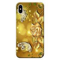 iPhone XS Max Kılıf Gül ve Kelebek Baskılı Esnek TPU Silikon