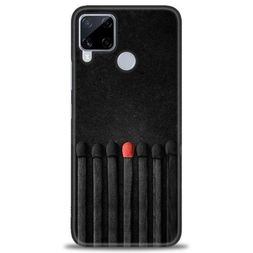 Realme C15 Kılıf HD Baskılı Kılıf - Kibrit Çöpleri + Tam Ekran Koruyucu