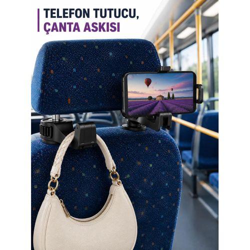 Araç İçi Telefon Sabitleyici Ve Koltuk Arkası Çanta Askılığı