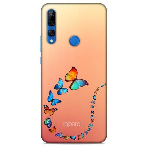 Huawei Y9 Prime 2019 Kılıf Kelebek Etkisi (47) Crystal Flex Kılıf Fuşya Sarı