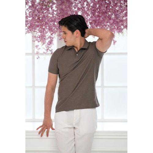 Slimfit Spor Örgü Kumaş Tek Düğme Polo Yaka T-shirt