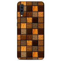 Samsung Galaxy A70s Kılıf Patchwork (32) Soft Silikon Kılıf Turuncu Kahve