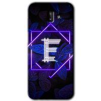 MRCİLETİSİM MRCİLETİSİM Samsung Galaxy J8 Kılıf HD Desen Baskılı Arka Kapak + Temperli Cam - Dark Neon Yaprak E Harfi