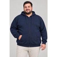 Erkek Battal Büyük Beden Üç İplik İçi Şardonlu Kapüşonlu Tam Fermuarlı Kışlık Sweatshirt - Lacivert