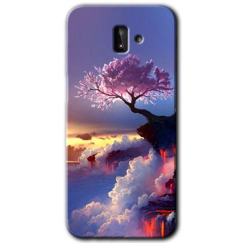 MRCİLETİSİM MRCİLETİSİM Samsung Galaxy J6 Plus Kılıf HD Desen Baskılı Arka Kapak + Temperli Cam - Wash Red Wall
