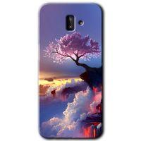 MRCİLETİSİM MRCİLETİSİM Samsung Galaxy J6 Plus Kılıf HD Desen Baskılı Arka Kapak + Temperli Cam - Wash Red Wall
