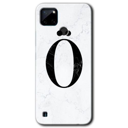 Realme C21 Kılıf HD Desen Baskılı Arka Kapak - Beyaz Mermer Desenli Ö Harfi + Kırılmaz Cam