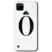 Realme C21 Kılıf HD Desen Baskılı Arka Kapak - Beyaz Mermer Desenli Ö Harfi + Kırılmaz Cam