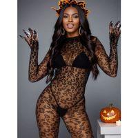 Kadın Özel Bölgesi Açık Siyah Leopar Fantazi Vücut Çorabı