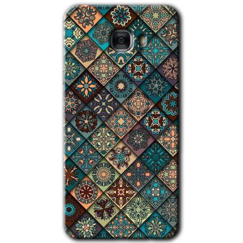 Potkal Hediye Fabrikası Samsung Galaxy C7 Kılıf HD Desen Baskılı Arka Kapak - Mat Mandala