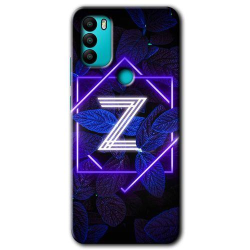 MRCİLETİSİM General Mobile GM 21 Plus Kılıf HD Desen Baskı Arka Kapak+Temperli Cam-Dark Neon Yaprak Z Harfi