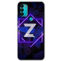 MRCİLETİSİM General Mobile GM 21 Plus Kılıf HD Desen Baskı Arka Kapak+Temperli Cam-Dark Neon Yaprak Z Harfi