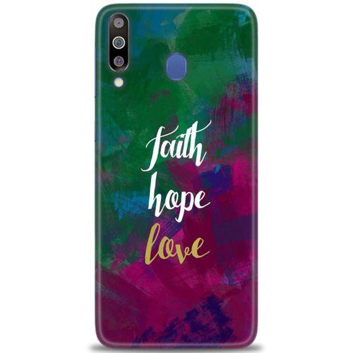 Samsung Galaxy M30 Kılıf HD Baskılı Kılıf - Faith Hope Love + Tam Ekran Koruyucu