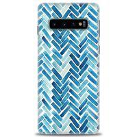 Samsung Galaxy S10 Kılıf HD Baskılı Kılıf - Mavi Çizgiler + Tam Ekran Koruyucu