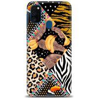 Samsung Galaxy M30S Kılıf HD Baskılı Kılıf - Muz Papağan + Tam Ekran Koruyucu