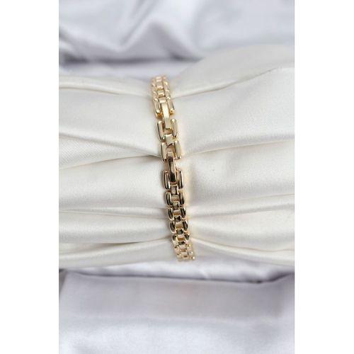 14K Gold Renk Kaplama Zirkon Kare Taşlı CM Kadın Bileklik - TJ-BB8118