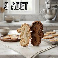 3Lü Denizatı Figürlü Hamur Şekillendirici Kurabiye Kalıbı Oyun Hamuru Kalıbı 9 cm