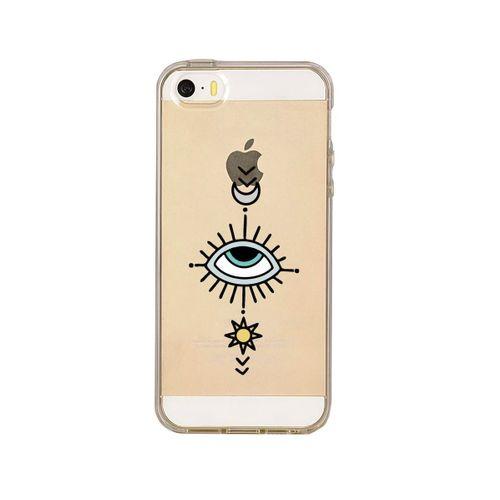 iPhone 5 Nazar Göz Desenli Premium Şeffaf Silikon Kılıf