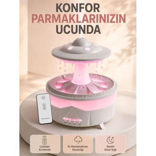 350 Ml Ufo Tasarımlı Ultrasonik Hava Nemlendirici Yağmur Efektli Gece Lambası