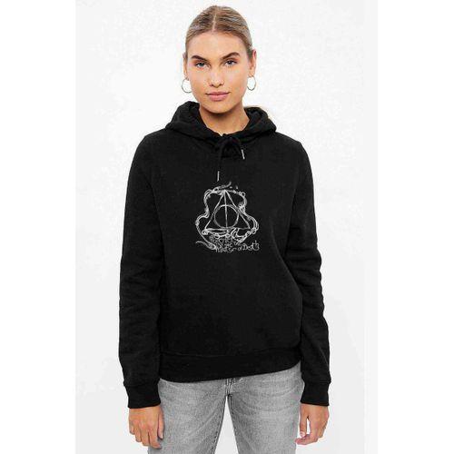 Hp Together Baskılı Siyah Kadın Kapşonlu Sweashirt