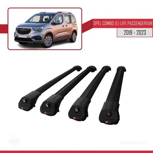 Opel Combo (E) Life PASSENGERVAN 2019-2023 Arası ile uyumlu ACE-1 Ara Atkı Tavan Barı SİYAH 4 ADET BAR