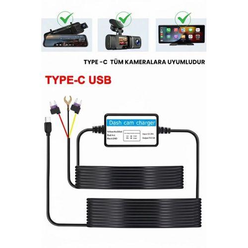 Park Modu Kablosu Type-c Akü Sigorta Bağlantı Kablosu Araç İçi Kamera Tüm Kameralara Uyumlu