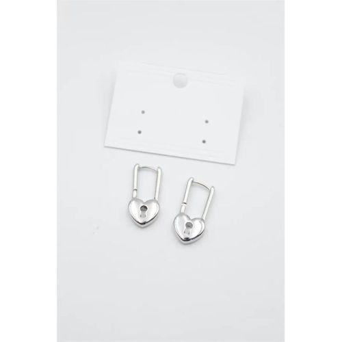 Kalp Kilit Küpe - Gümüş